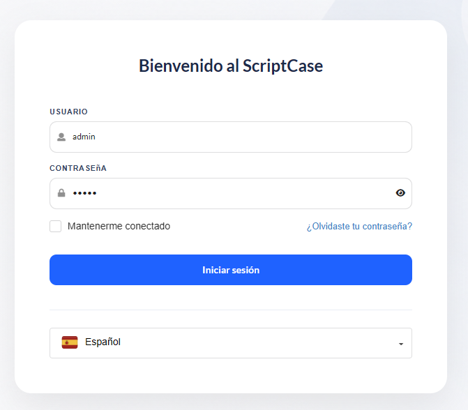 Pantalla de login de Scriptcase