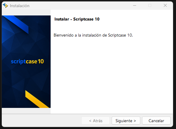 Pantalla de bienvenida de la instalación