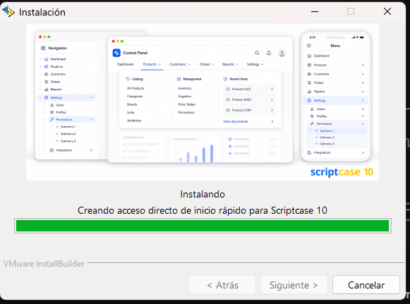 Progreso de la instalación