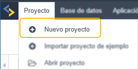 Pantalla de creación de Proyecto