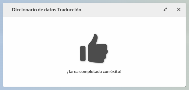 Pantalla de conclusión de la traducción automática
