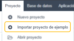 Pantalla de creación de Proyecto