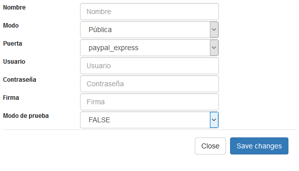 PayPal API Payment Configuration