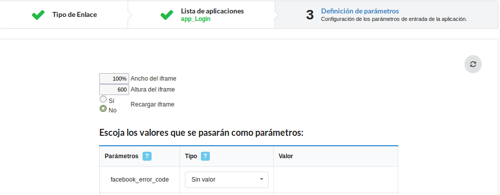 Parameters set Interface.