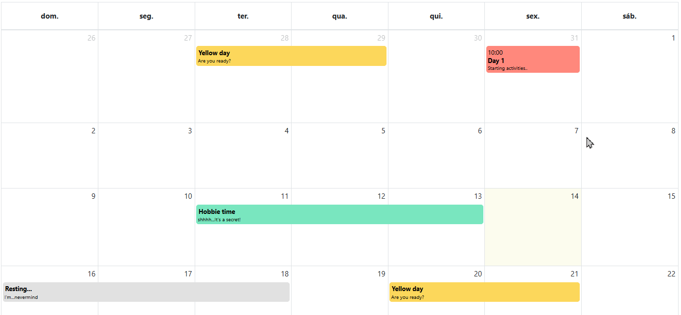 Ejemplo de uso de Drag & Drop en eventos del calendario