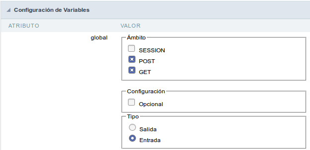 Global variables configuration Interface.