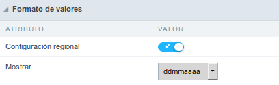 Format of Values without Regional Settings.