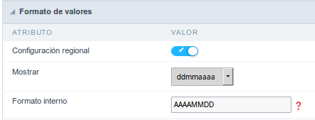 Format of Values with Regional Settings.