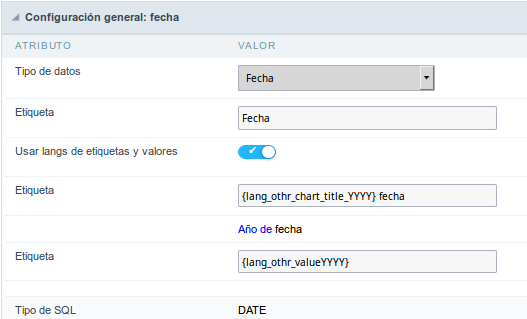 Date field Configuration Interface.