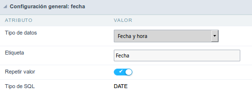 Date and Time field Configuration Interface.