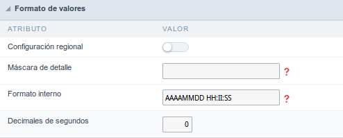 Format of Values without Regional Settings.