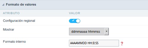 Format of Values with Regional Settings.