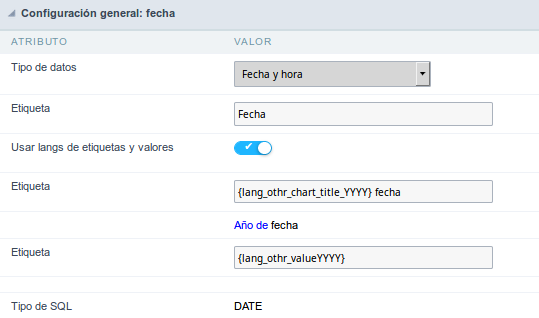 Date and Time field Configuration Interface.