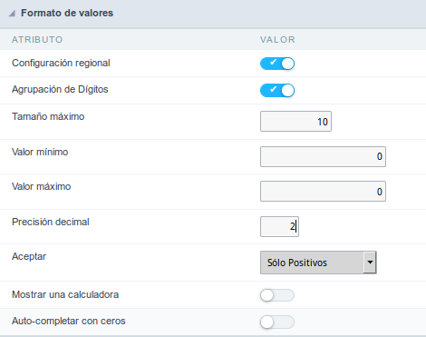 Format of Values with Regional Settings.