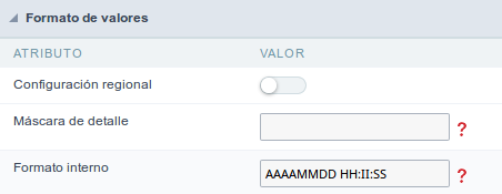 Format of Values without Regional Settings.