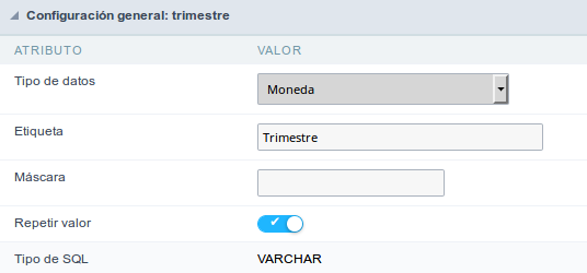 Currency field Configuration Interface.