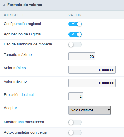 Format of Values with Regional Settings.