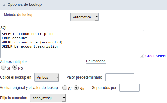 Interface Lookup de Consuta Automático.