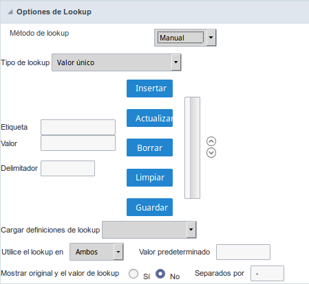 Manual Lookup Interface.