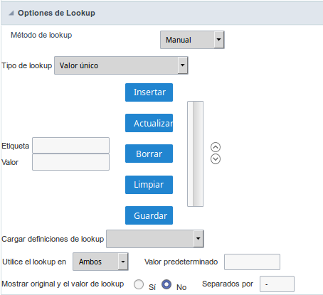 Configuração do lookup Simples Valor.