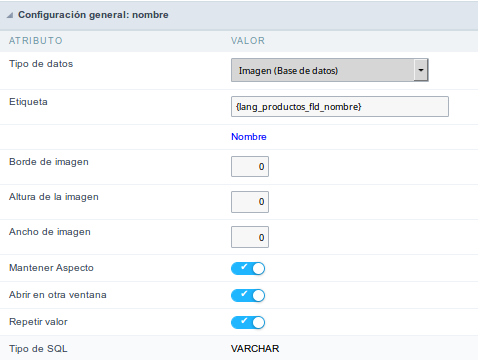 Upload field Configuration Interface.