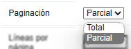 opciones de atributo Página: Total o Parcial