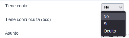 Las opciones de atributo copia: Sí, No y Oculto