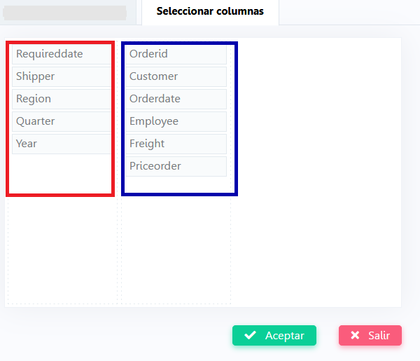 Seleccionar columnas a exportar