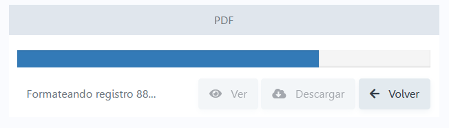 Ejemplo de la barra de progreso con la opción generar PDF directamente habilitada