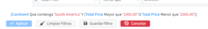 Condición del constructor de filtro generada en tiempo real