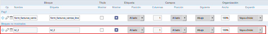 Application Block Display configuration