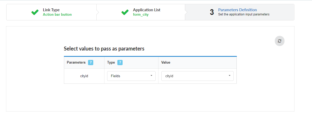 Parameters Definition Interface.