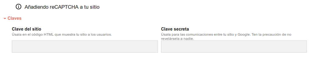 API's key and Secret Key reCATPCHA