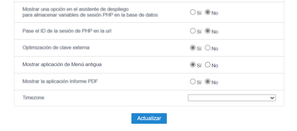 Habilitar la aplicación antigua