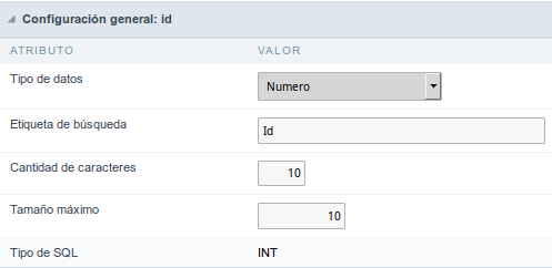 Grid fields Configuration Interface.