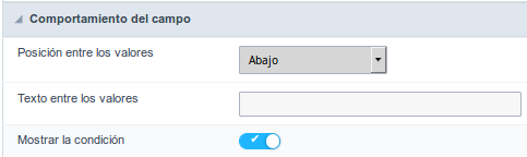 Percentage Field Behavior Interface of the Search Configuration.