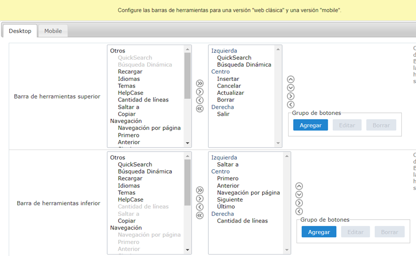 Posicionamento dos botões do formulário