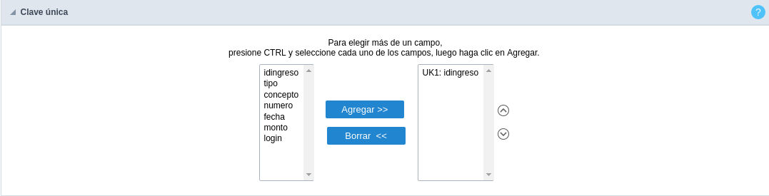 Unique key configuration Interface.