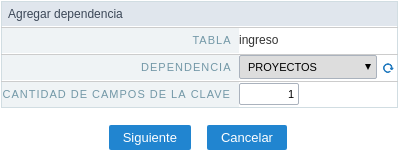 Dependency Key Fields Configurations.