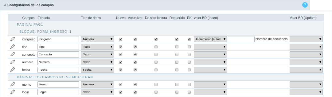 Edit Fields Configuration.