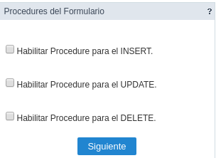 Form Stored Procedures Interface.