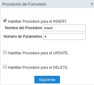 Defining parameters for the Procedure.