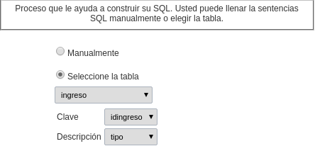 Informing the select command based in a table.