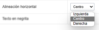 Atributo Alineación horizontal