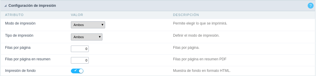 Print export settings