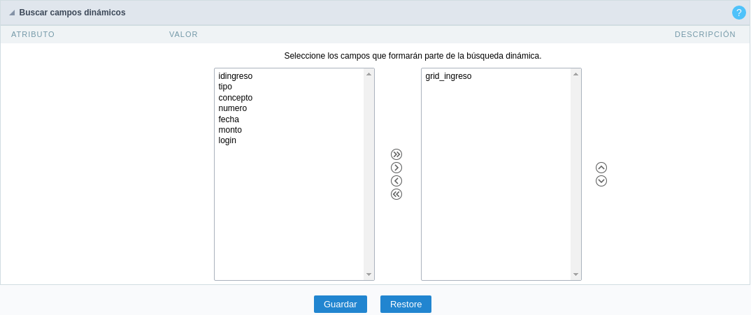 Dynamic Search Field Selection.