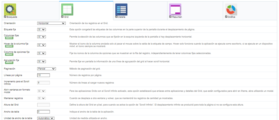 Configuración de la Grid