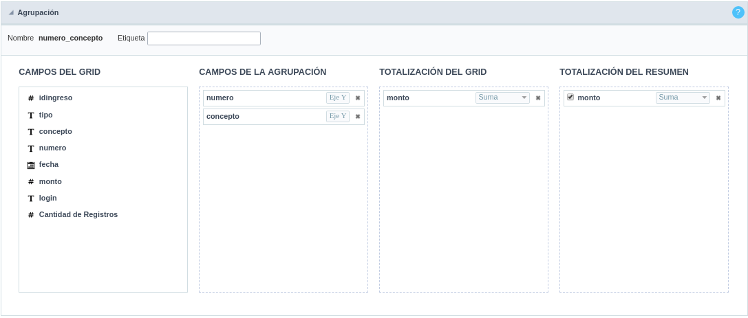 Interface to create the static group by.