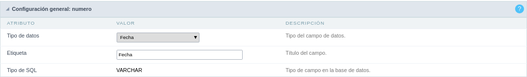 General configuration of Date fields