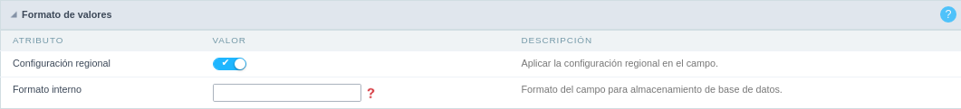 General configuration of Date fields